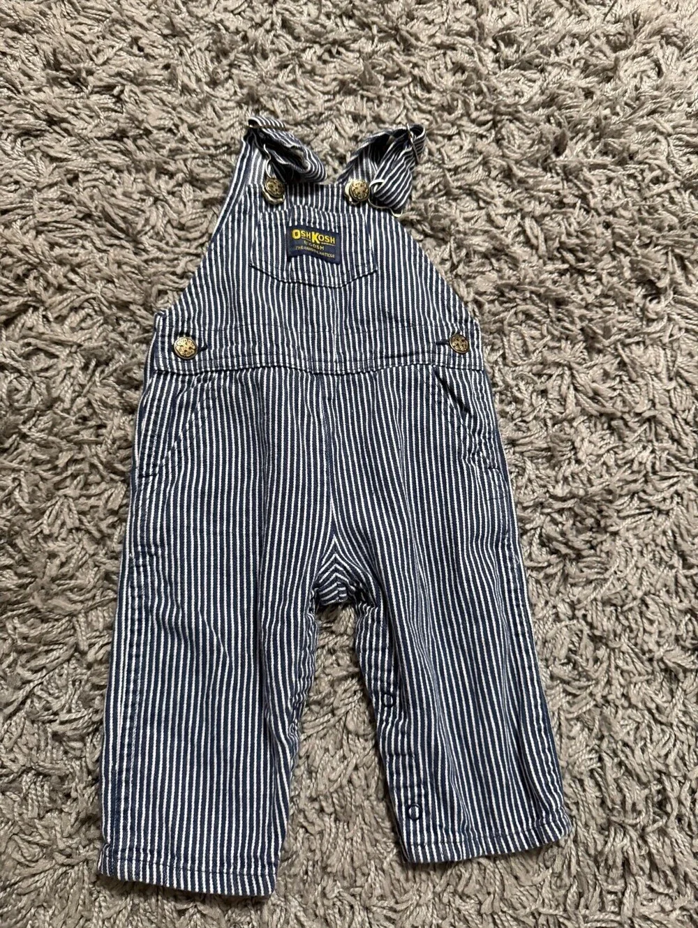 Vintage Osh Kosh B'Gosh Railroad Pinstripe Overalls  Size 12 Months made in USA